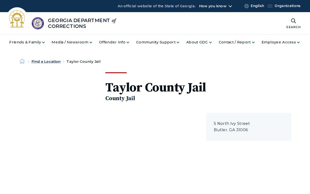 Taylor County Jail release records facility listing