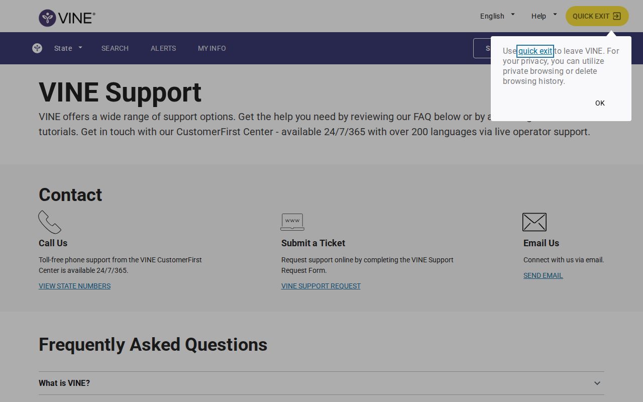 VINELink support for Taylor County inmate release alerts